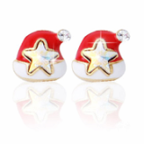 -Christmas- Santa Hat sterling silver earring